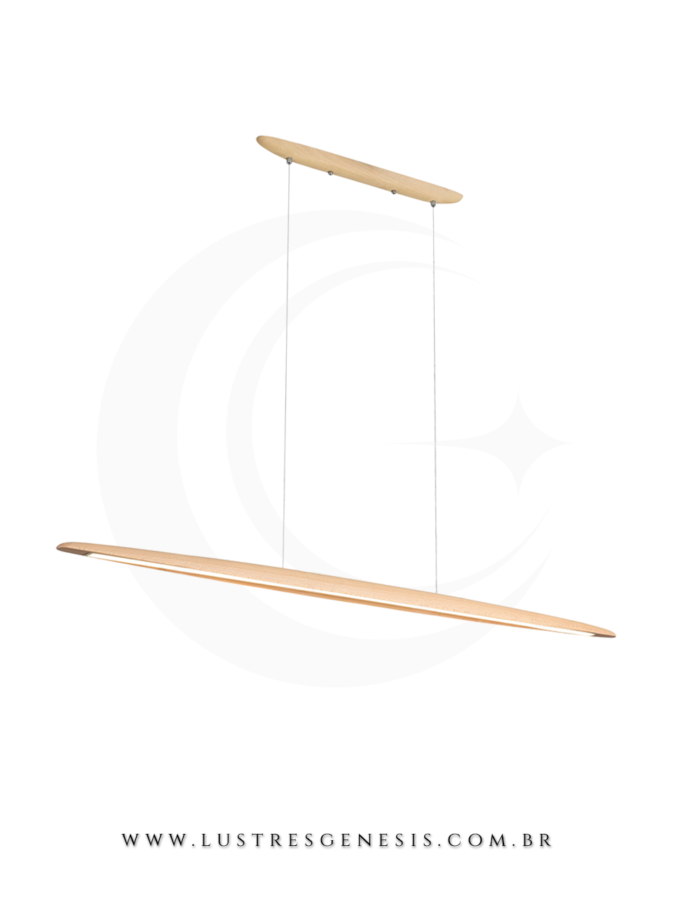 Lumin&aacute;ria Pendente Linear Madeira 130cm Retangular para Sala de Jantar e &Aacute;rea Gourmet 